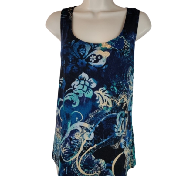 Easywear by chico Womens multicolor blue tank top size 2 chico size L sleeveless - Picture 14 of 16